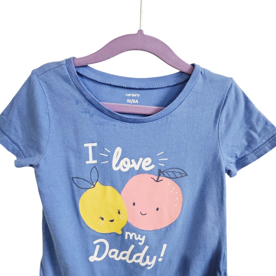 Camiseta Carter's Niña Talla 5T I Love My Daddy Gráfico Fruta Pastel Púrpura Foto 2 de 4