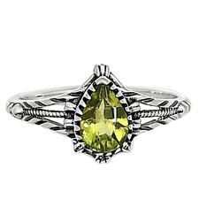 Natural Peridot 925 Sterling Silver Ring s.5 Jewelry R-1345