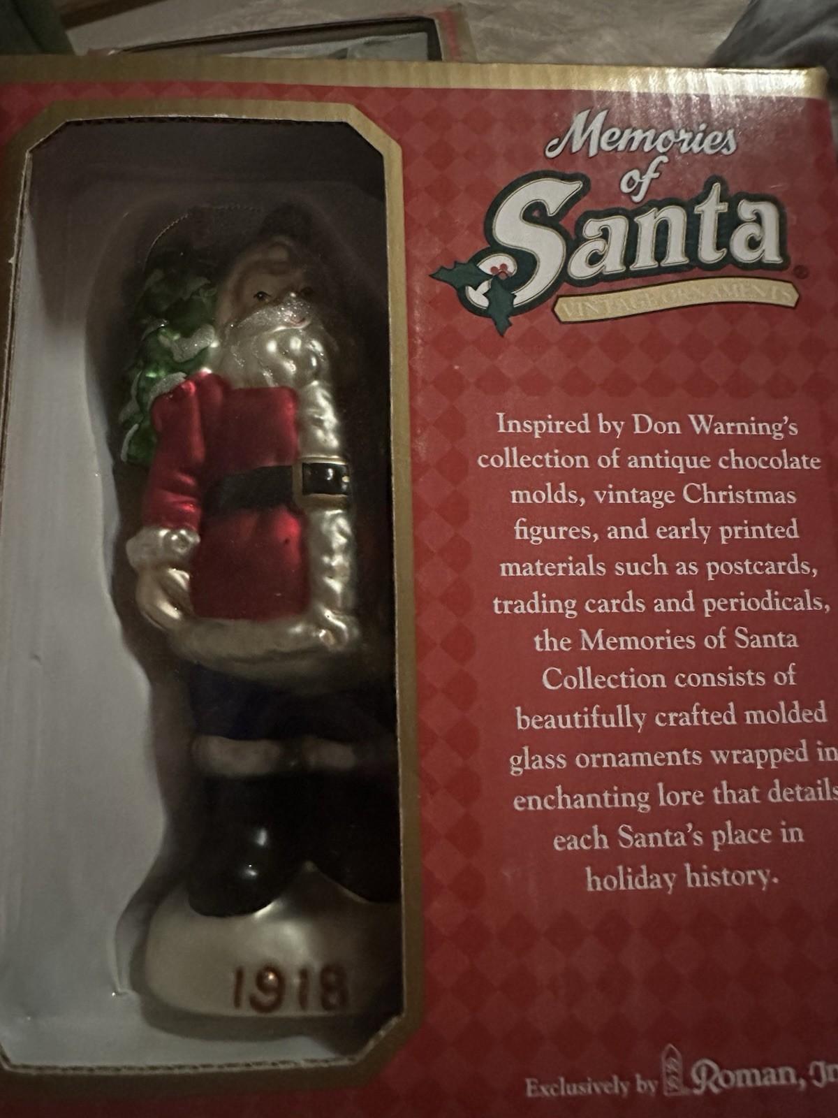 Recuerdos de Santa" adorno de Navidad, concretamente un adorno de cristal