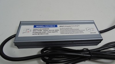 12 Volt LED Driver 150 Watts Waterproof IP67 Power Supply Low Voltage Converter