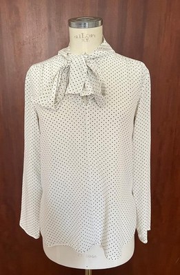 Orig. Max Mara Schluppen Bluse 36 38 40 Seide Dots Schleife 