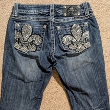 Miss Me Women's Blue Boot Cut Jeans with Silver Embellishments