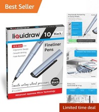 Artistic Black Fineliner Pen Set - 10 Pieces, Fine Tip 0.5mm with Storage Wallet
