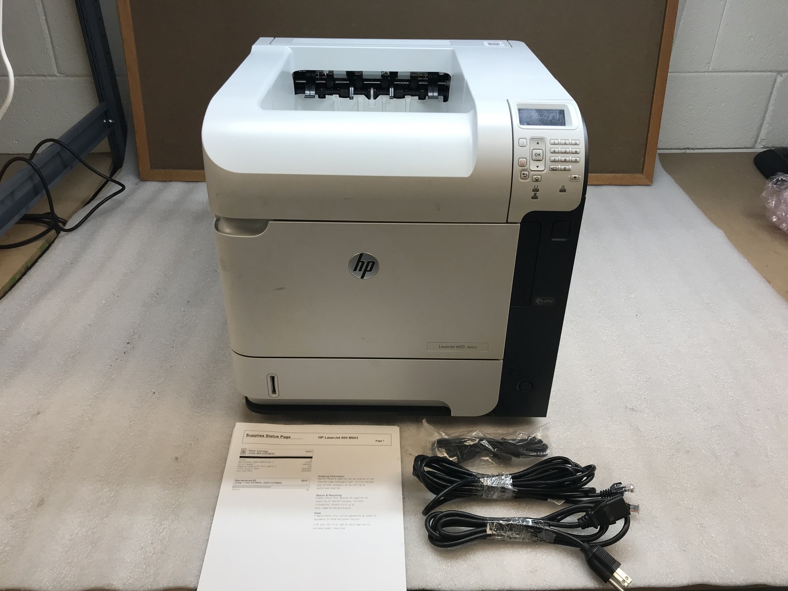 HP LaserJet 600 M603 Monochrome Laser Printer 88K Pages With Toner USB ETHERNET