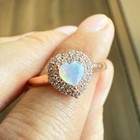 925 Sterling Silver Ring 4mm Heart Natural Opal Gemstone Zircon Rose Gold Plated — photo 7