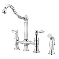 Courant Kitchen Faucet with Side Sprayer, 2-Handle, High Arc, Polished Chrome Fi