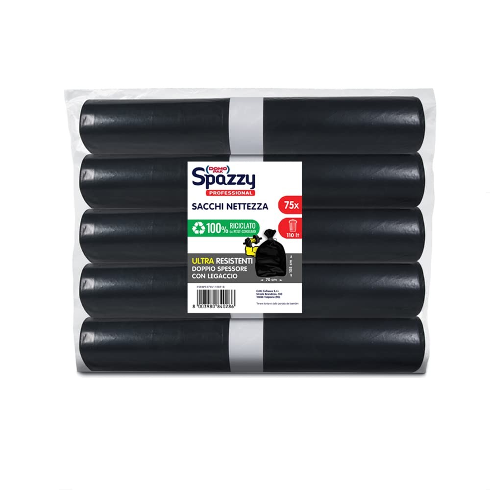 Domopak Spazzy Professional Sacco Ultra Resistente, 110 lt, Nero, 5 Confezi ZyAn