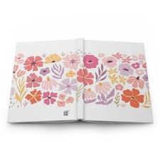 Pink Pastel Floral Hardcover Journal  Matte Notebook, Floral Pattern
