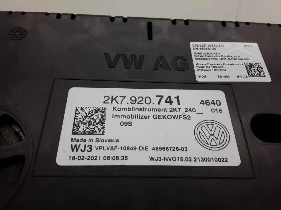 Volkswagen Caddy 2020-2025 Speedometer Speedometer Instrument Cluster 2K7920741 - Image 3 of 3