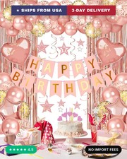 Rose Gold Happy Birthday Party Decorations, Happy Birthday Banner, Rose Gold Foi