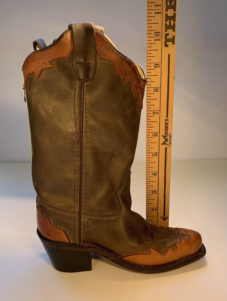 Ковбойские сапоги Old West детские с коротким носком коричневые с кончиком крыла и воротником для ребенка ясельного возраста размер 12 - Изображение 3 из 4