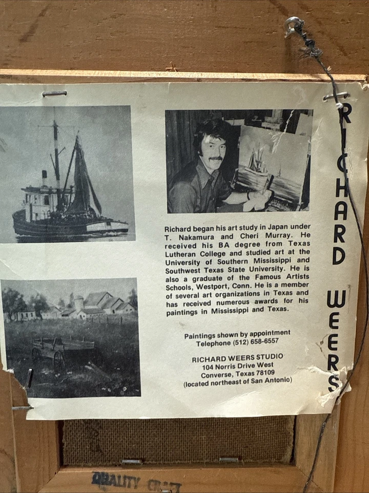 Cerca de paisaje de pintura al óleo firmada por Richard Weers enmarcada Foto 3 de 3