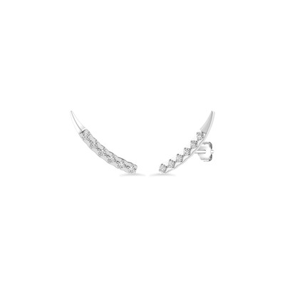 Curved Bar Earrings 1/8 Ctw Natural Diamond Stud Earrings Minimalist Earrings
