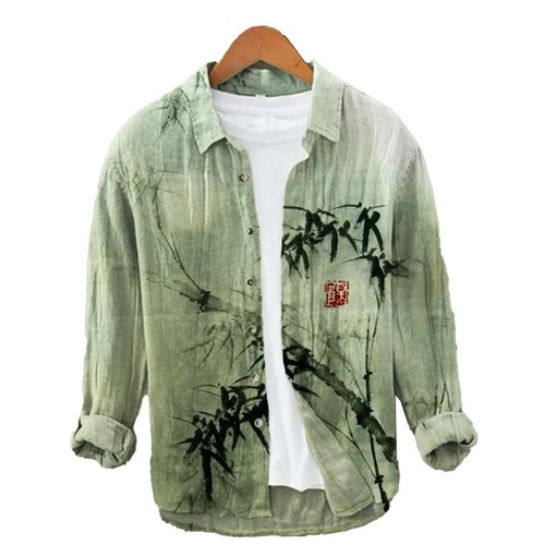 Herren Hawaii Langarm Button Down Hemd Freizeit traditionelles Muster - Bild 8 von 20