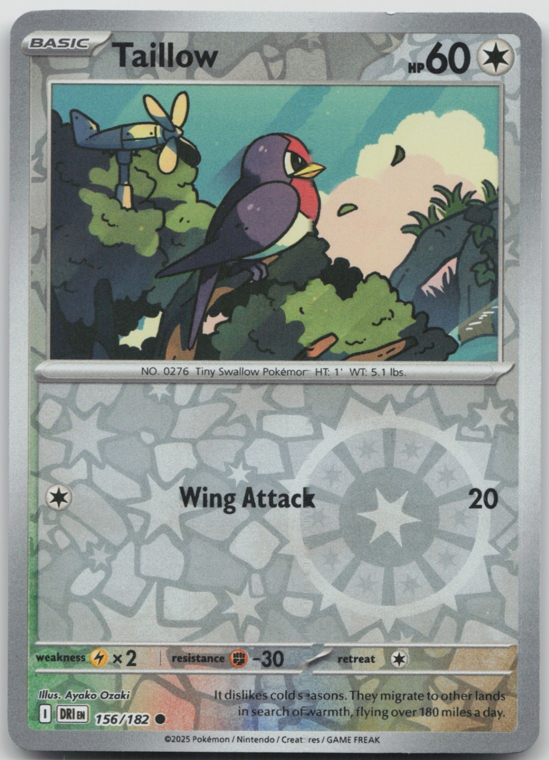 Taillow 156/182 Common SV10: Destined Rivals NM Reverse Holo