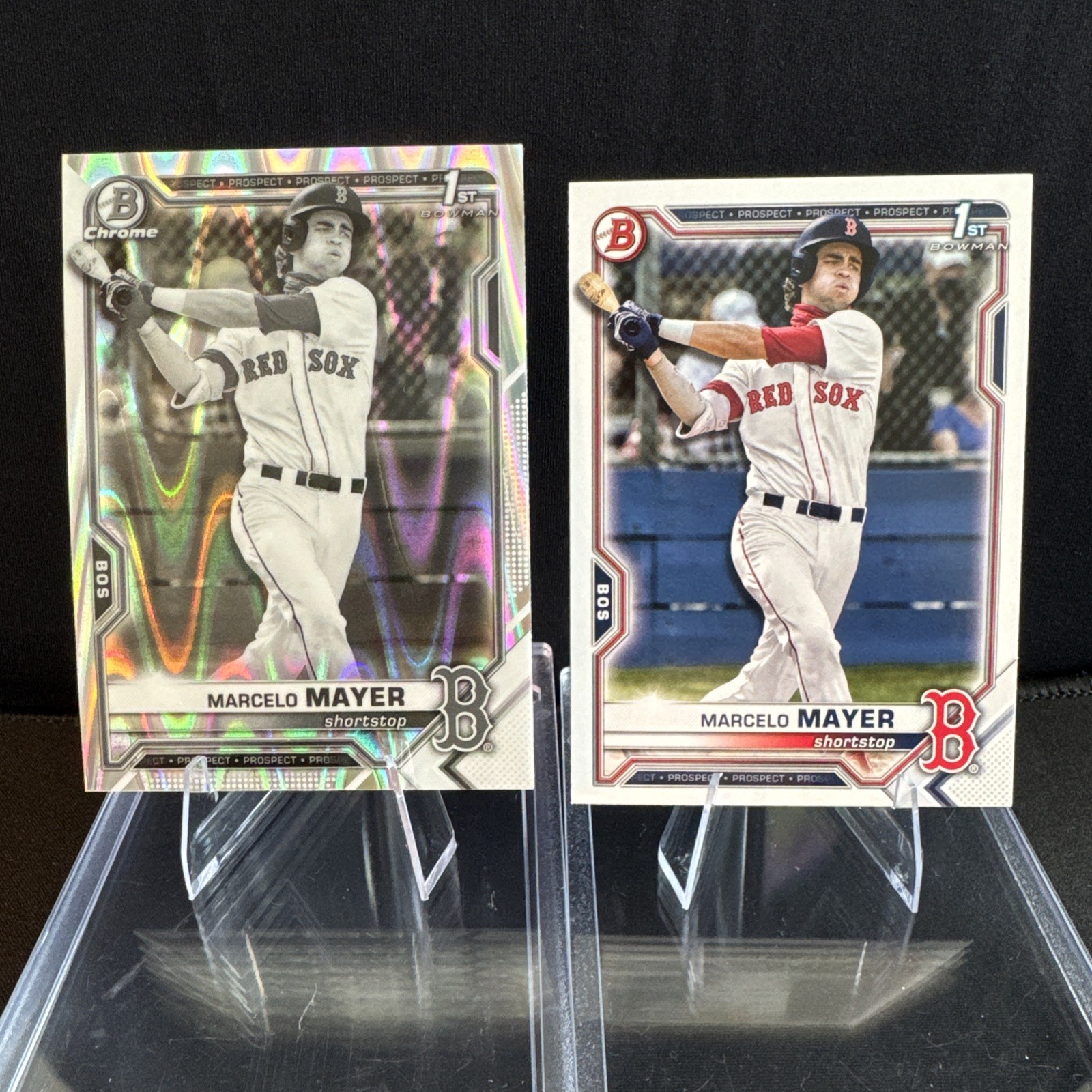 2021 Bowman Chrome 1st Marcelo Mayer Black & White RayWave Refractor+ Bonus Card