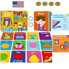 Interactive 51 PCS Spanish Flashcards for Early Learning - Toddler-Friendly