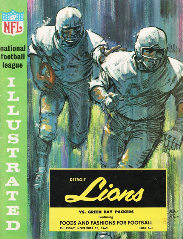 1963 Green Bay Packers vs Detroit Lions Thanksgiving Day Program