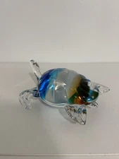Vinci Art Glass Dynasty Gallery Hand Blown Multi Colored Turtle 7" Sea Turtle