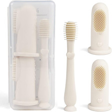 Oral Care Set for Baby Ivory Includes Dual-Sided Baby Finger Toothbrush X 2, T