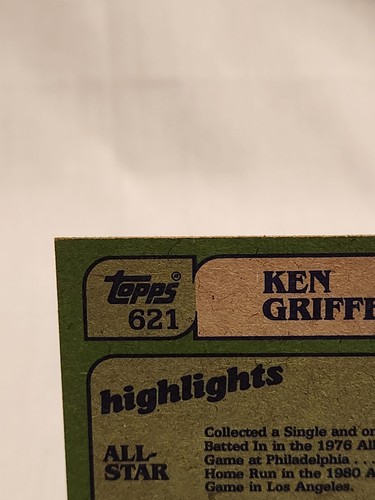 1982 Topps - Ken Griffey #621 In Action Base Card - Cincinnati Reds - Picture 11 of 15