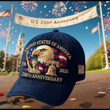 250th Anniversary Patriotic Hat Embroidered Eagle 1776–2026 Unisex Cap