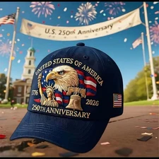 250th Anniversary Patriotic Hat Embroidered Eagle 1776–2026 Unisex Cap