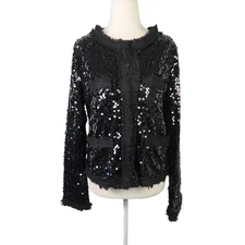 Sans Souci Black Sequin Beaded Embellished Jacket Medium
