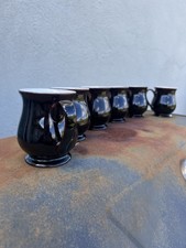 Denby Merlot England Stoneware Mugs Set of 6 Brown Gloss Pedestal Foot Scratches