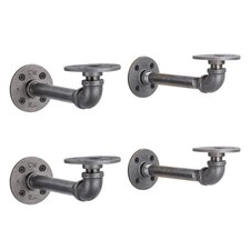 Industrial Pipe Shelf Brackets, 6 Inch, 4 Pack Wall Mounted Double Flange F...