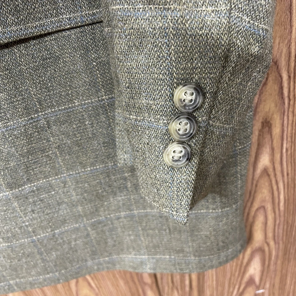 Abrigo Deportivo Jos A Bank Para Hombre 48L Verde Oliva Multicolor Cuadros Lana Tres Botones Foto 3 de 4