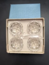 Vintage Glass Salt Cellars And Miniature Salt Spoons Set Of 4