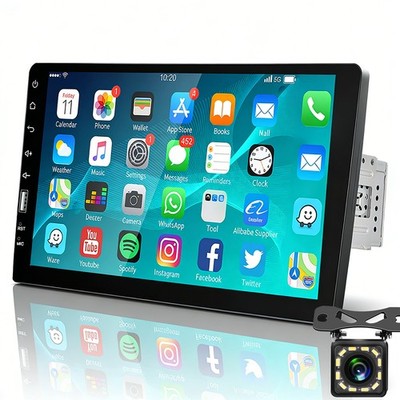 9'' Single 1 DIN Touch Screen Car Stereo Radio Bluetooth Mirror Link + Camera