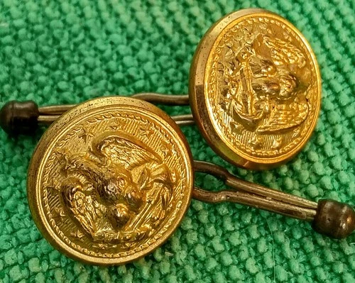 Pair of Civil War Naval Navy ROLLED GOLD / GILT Original Militaria Buttons 9/16"