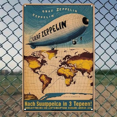 Blechschild Graf Zeppelin Luftschiff Vintage Nostalgie Metallschild TEL4296