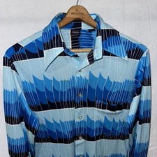 Vintage 70s Joel Of California Disco Shirt Long Sleeve Size Medium Dagger Collar
