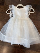 Trish Scully Girls White Butterfly Flower Girl Dress Size 5  Sister Match sz 8