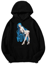 WOW Blue-Haired Waifu Katana Hoodie- Meme Thicc Sword Girl Pullover Unisex