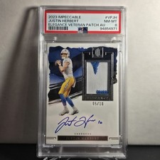 2023 Impeccable Justin Herbert Elegance Vet Patch Auto /10 On Card PSA 8