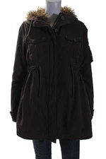 Odd Molly Unincorporated Womens Brown Faux Fur Lining Hooded Jacket Size 1