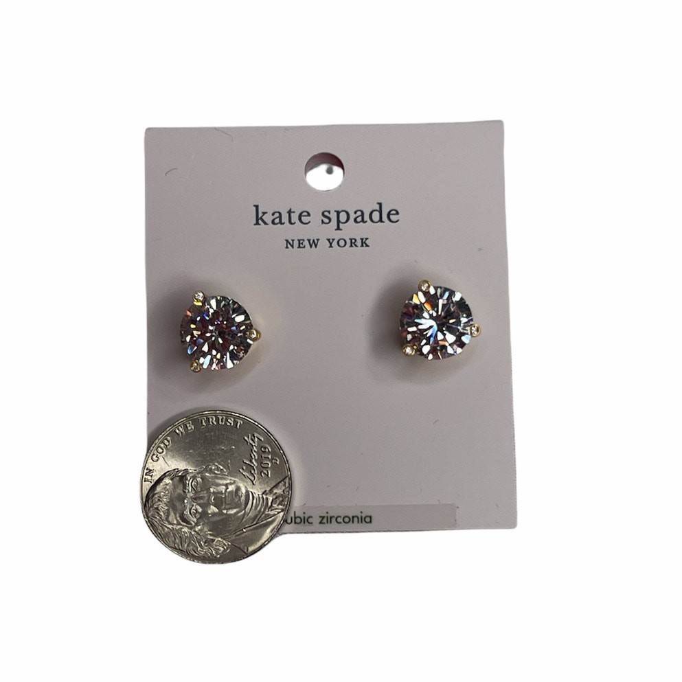 Kate Spade Round Rise and Shine Gold Tone with Clear Studs Earrings
