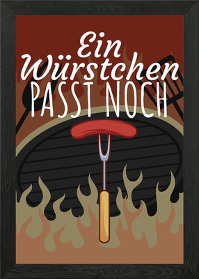 Wurst Grillen Gerahmtes Wandbild Poster Leinwanddruck Bild