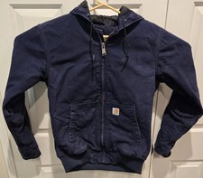 Carhartt J130 Style Jacket Blue Size S Mens Workwear Hooded Quilted 104050-126