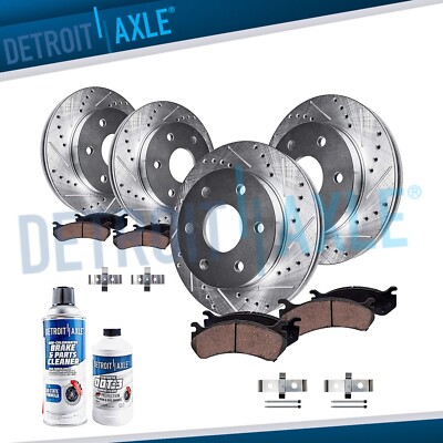 355mm Front 365mm Rear DRILLED Brake Rotor Brake Pads for Cadillac STS CTS 6 LUG