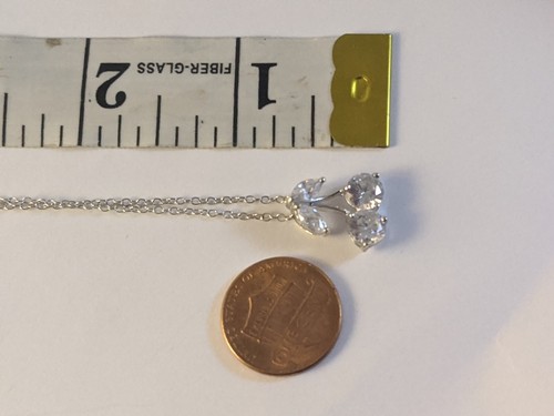 Solid Sterling Silver HAN Clear Stone Cherry Stem Fruit Charm Necklace - Picture 9 of 12