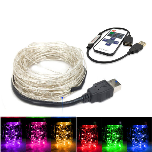 USB Twinkle LED String Fairy Lights 5/10/20M 11key RF remote Copper Wire Party