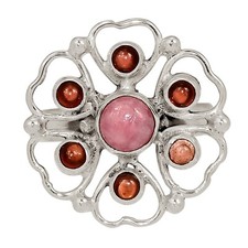 Natural Rhodochrosite  Garnet 925 Sterling Silver Ring Jewelry s.7.5 ALLR-30094