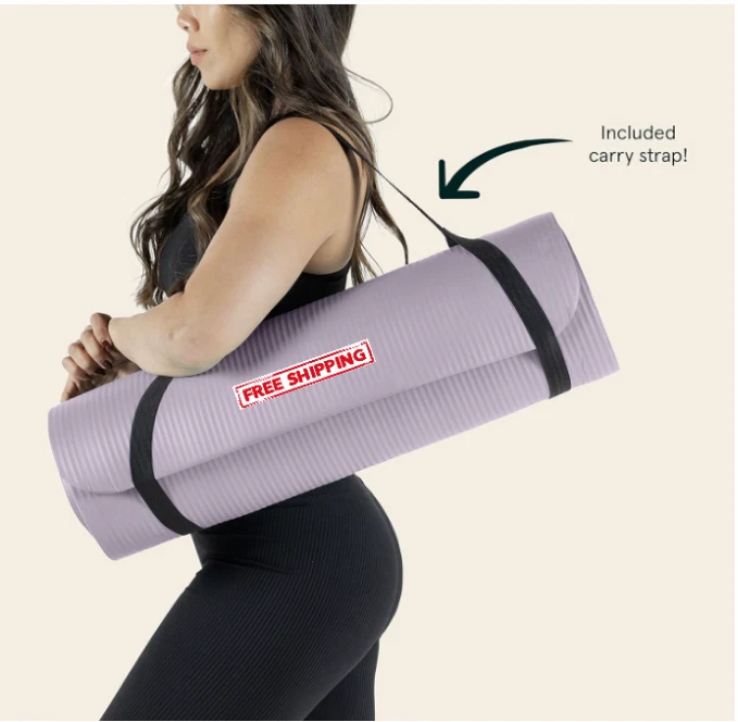 1" Thick Non-Slip Yoga Mat with Carry Strap for Men & Women