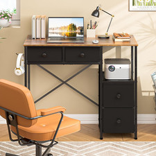 Small Computer Desk with 4 Fabric Drawers, Simple Writing Desk for Home Office,