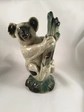 Vintage Coopercraft Ceramic Model Koala Bear on Tree Trunk Pottery Ornament